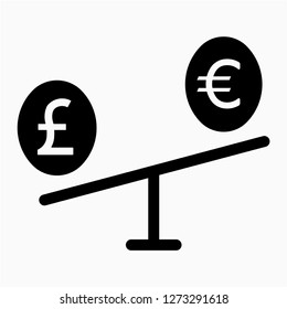 Glyph compare euro and sterling pixel perfect vector icon