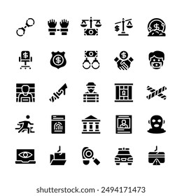 Glyph Criminal Act Icon Set