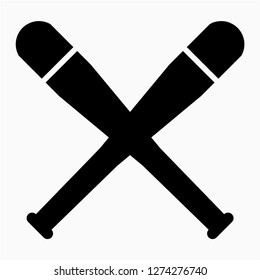 Glyph cross baseball bat pixel perfect vector icon