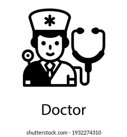 Glyph design of doctor icon medical assistant 