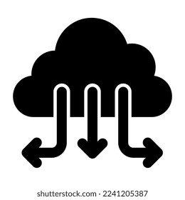 A glyph design icon of cloud arrows