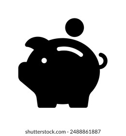 Glyph design icon Piggy bank. Isolated on white background. Suitable for web and app interfaces, presentations, infographics, etc.