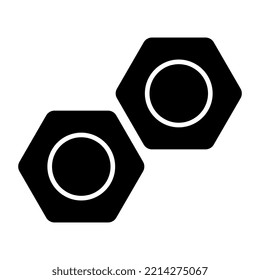 Glyph design icon of screw nuts 