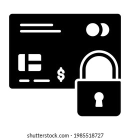 A glyph design, icon of secure  atm card