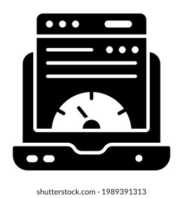 Un diseño de glifo, icono de la prueba de velocidad web