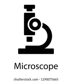 Glyph design of microscope icon, lab research 