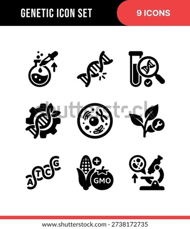 Glyph Detailed Genetic Modification Science Research and Experiment Icon Set
