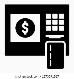 Glyph dollar cash machine pixel perfect vector icon