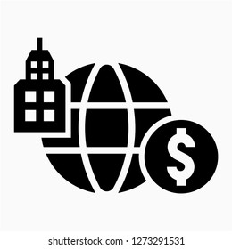 Glyph dollar multinational pixel perfect vector icon