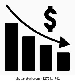 Glyph dollars recession pixel perfect vector icon