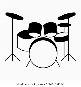 Glyph drum set vector icon