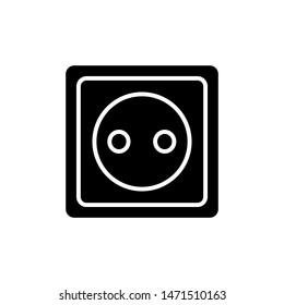Glyph electric outlet symbol. Power Socket pinctogram. Plug socket icon. Simple vector illustration isolated on white background.