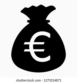 Glyph euro money bag pixel perfect vector icon