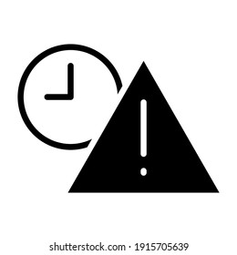 Icono de caducidad de glifo. Sencillo estilo sólido para web y aplicación. Alerta, alarma, circular con signo de exclamación. Ilustración vectorial aislada en fondo blanco. EPS 10