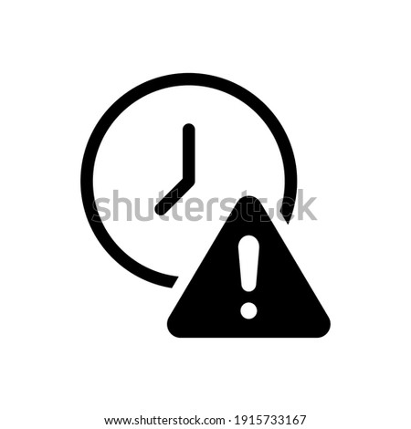 Glyph Expiry icon. Simple solid style for web and app. Alert, alarm, clock circular with exclamation mark concept. Vector illustration isolated on white background. EPS 10 Foto d'archivio © 