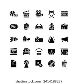 Glyph Fill Cinema Icon Set