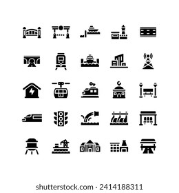 Glyph Fill Infrastructure Icon Set