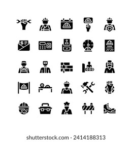 Glyph Fill Labor Icon Set