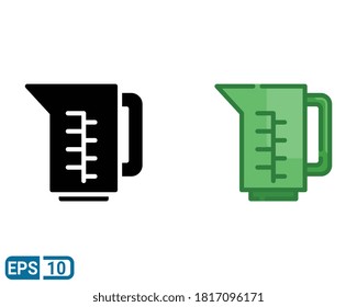 glyph and filled line style icon of cup measuring isolated on white background. EPS 10