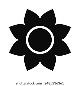 Glyph Flower Silhouette Icon On White Background Isolated Vector Illustration