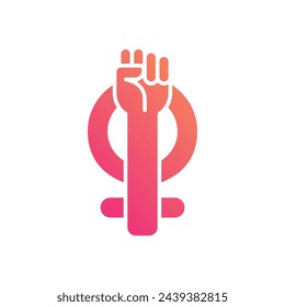 Glyph Gradient Feminism vetor icon