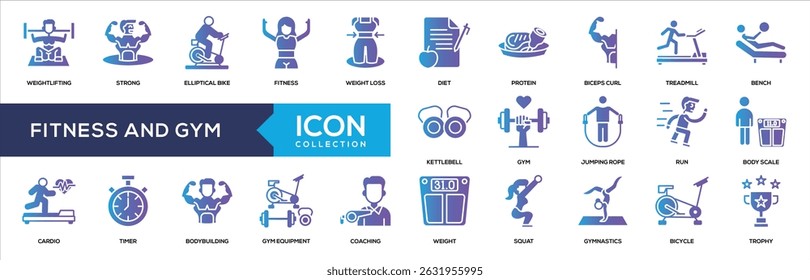 Glyph Gradient - Fitness and Gym Icon Collection