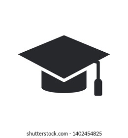 glyph graduation cap icon symbol sign, vector, eps 10