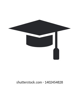 glyph graduation cap icon symbol sign, vector, eps 10