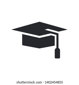 glyph graduation cap icon symbol sign, vector, eps 10