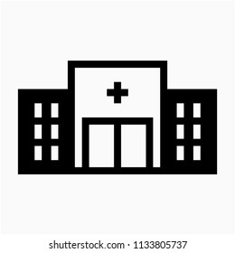 Glyph hospital building pixel perfect vector icon