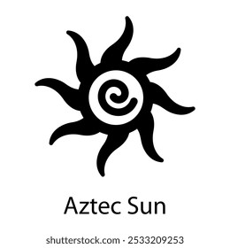 Icono de glifo del sol azteca 