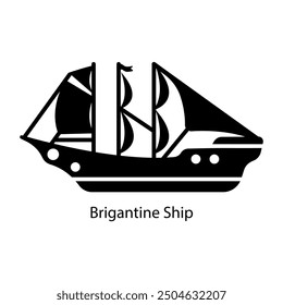 A glyph icon of brigantine ship 