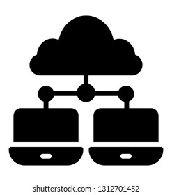 Glyph icon of cloud computing, cloud services 