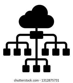 Glyph icon of cloud computing, cloud services 