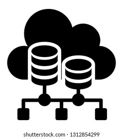 Glyph icon of cloud data server 