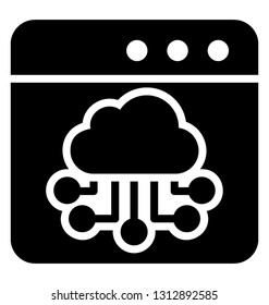 Glyph icon of cloud services, web hosting 