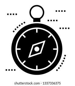 Glyph icon of compass 