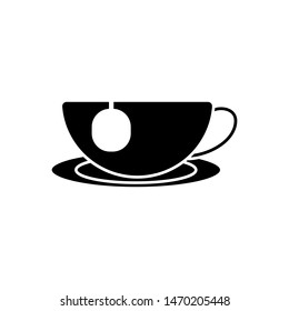 Glyph icon cup of tea. Isolated on white background. Consept tea simple symbol. Vector illustration