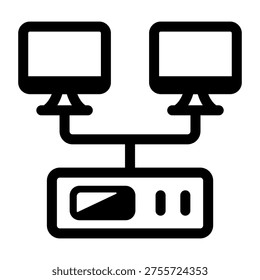 Glyph icon depicting a network bridge