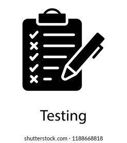 A glyph icon design of a checklist or plan