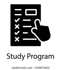A glyph icon design of a checklist or plan