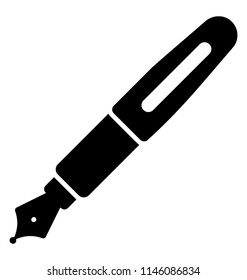 glyph icon design of fountain pen for writing