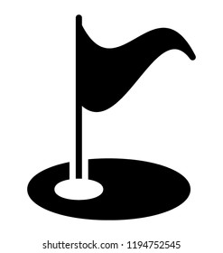 Glyph icon design of golf flag