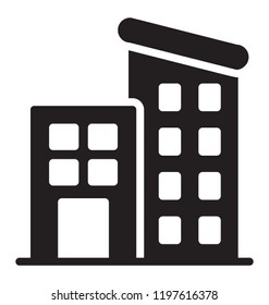 Glyph icon design of high rise building, skyline 