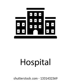 A glyph icon design of hospital building 