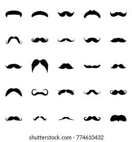 Glyph Icon Design Set of Mustaches