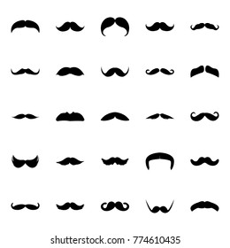 Glyph Icon Design Set of Mustaches