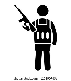 Glyph icon design of soldier or commando