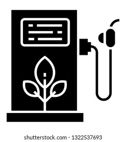 Glyph icon of eco friendly pump, green energy 