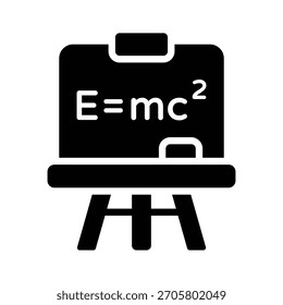 Eine Glyphe Ikone der ansprechenden Physik Vorlesung Board